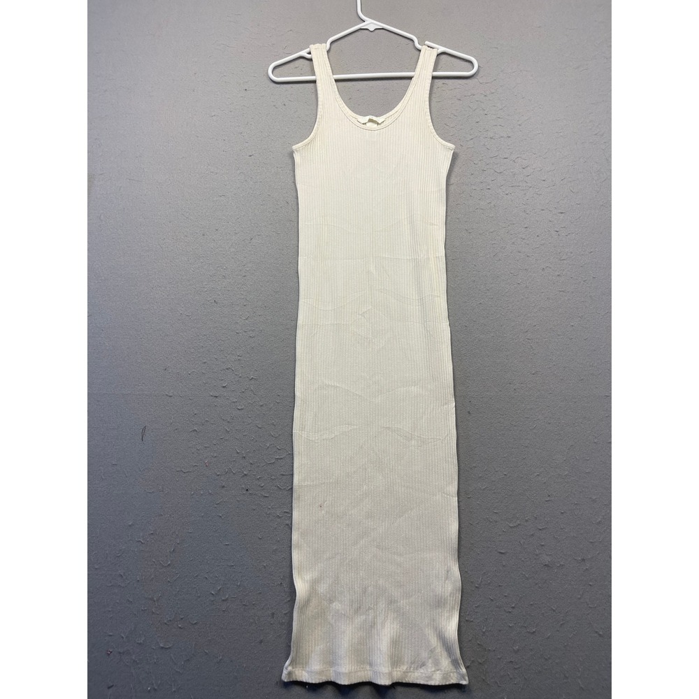 H&M Tank Dress Ribbed Knit Cream White Medium Womens